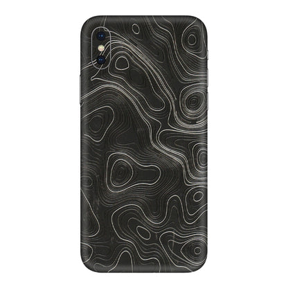 Apple iPhone Skins (All Models) - Abstract White Line Map - 3D Embossed Finish (L-269) iPhone XS Max