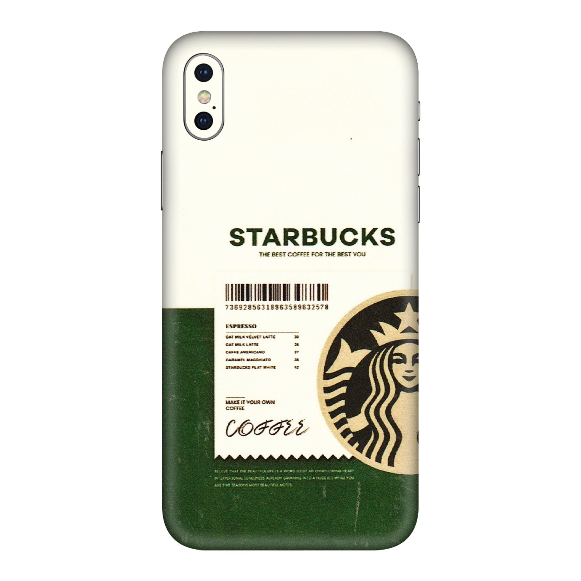 Apple iPhone Skins (All Models) - Starbucks Barcode - 3D Embossed Finish (L-308) iPhone XS Max