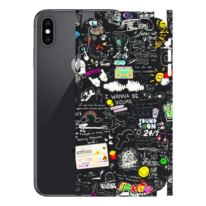 Apple iPhone Skins (All Models) - Black Creatives Doodles - 3D Embossed Finish (L-311) iPhone XS Max