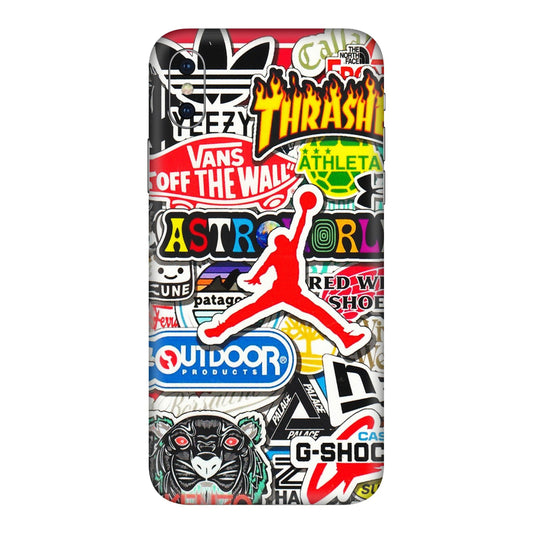 Apple iPhone Skins (All Models) - Multi Brands Sticker Graffiti - 3D Embossed Finish (L-37) iPhone XS Max