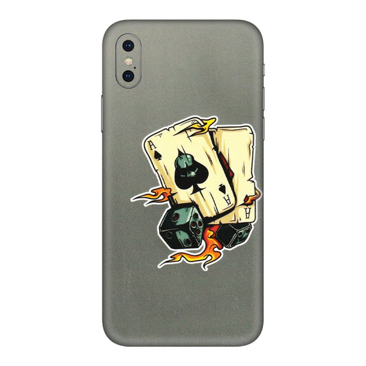 Apple iPhone Skins (All Models) - Grey Cards Of Ace - 3D Embossed Finish (L-77) iPhone XS Max