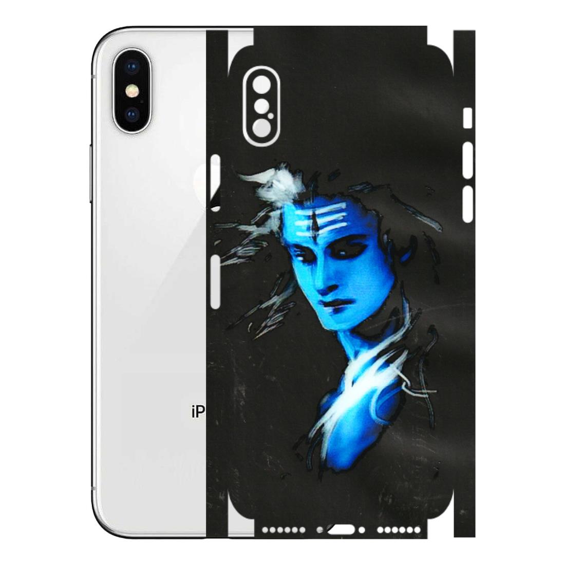 Apple iPhone Skins (All Models) - Har Har Mahadev Blue/Black - 3D Embossed Finish (L-185) iPhone X
