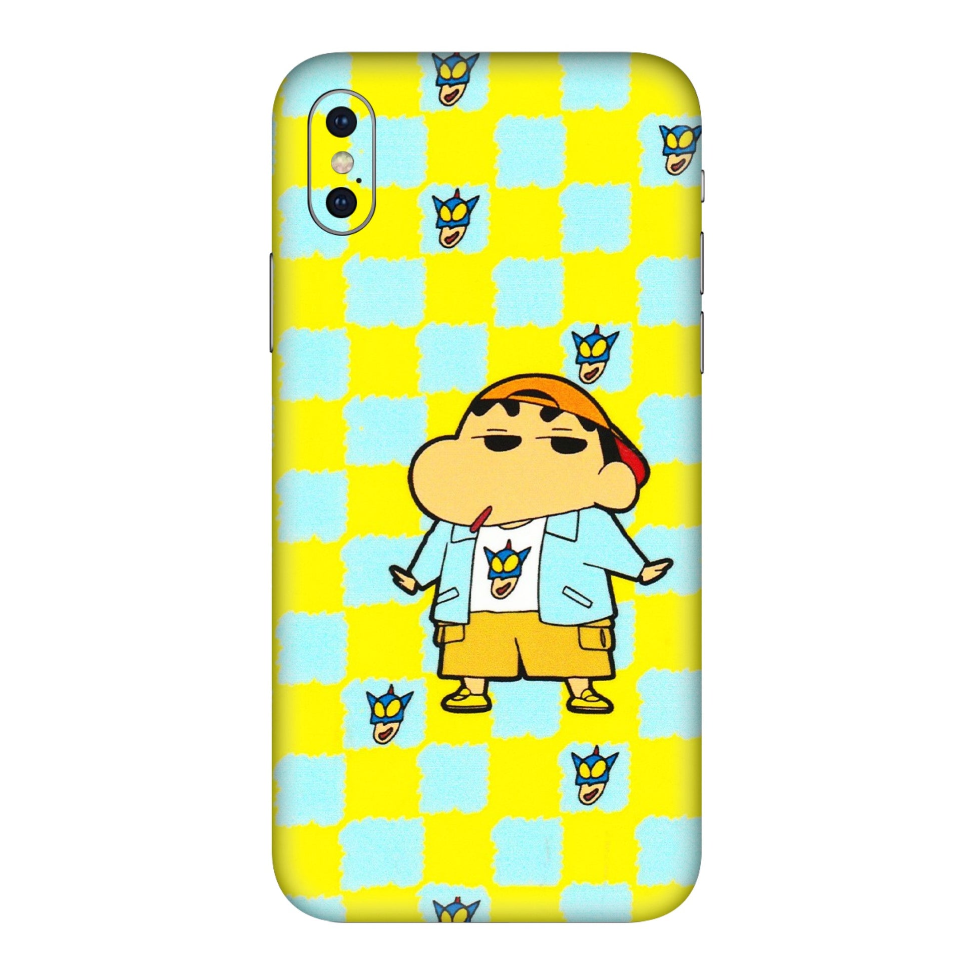 Apple iPhone Skins (All Models) - Yellow Blue Shinchan Cute - 3D Embossed Finish (L-221) iPhone X