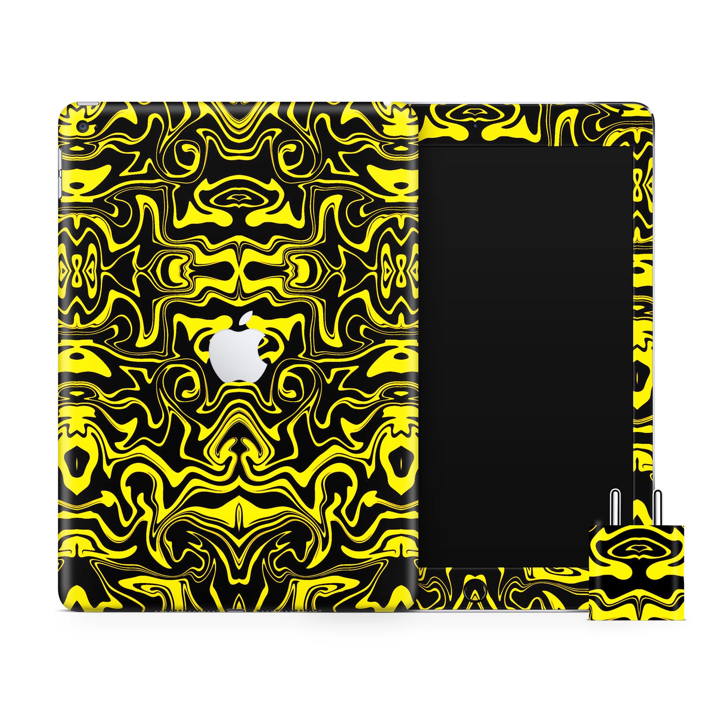 Yellow And Black Abstract Liquid Matte Finish Skin For iPad/Tablet