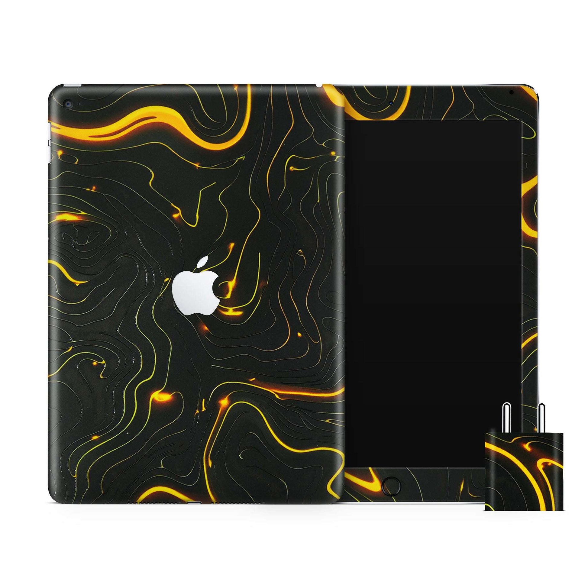 Black Golden Lines 3D Textured i-pad Skin