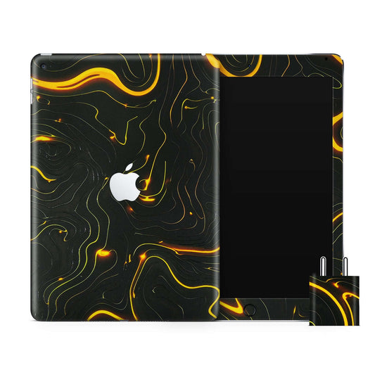 Black Golden Lines 3D Textured i-pad Skin