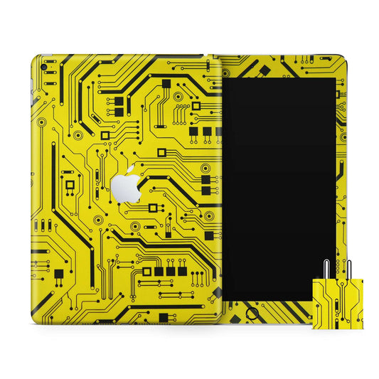 Yellow Tech Circuit Matte Finish i-Pad Skin
