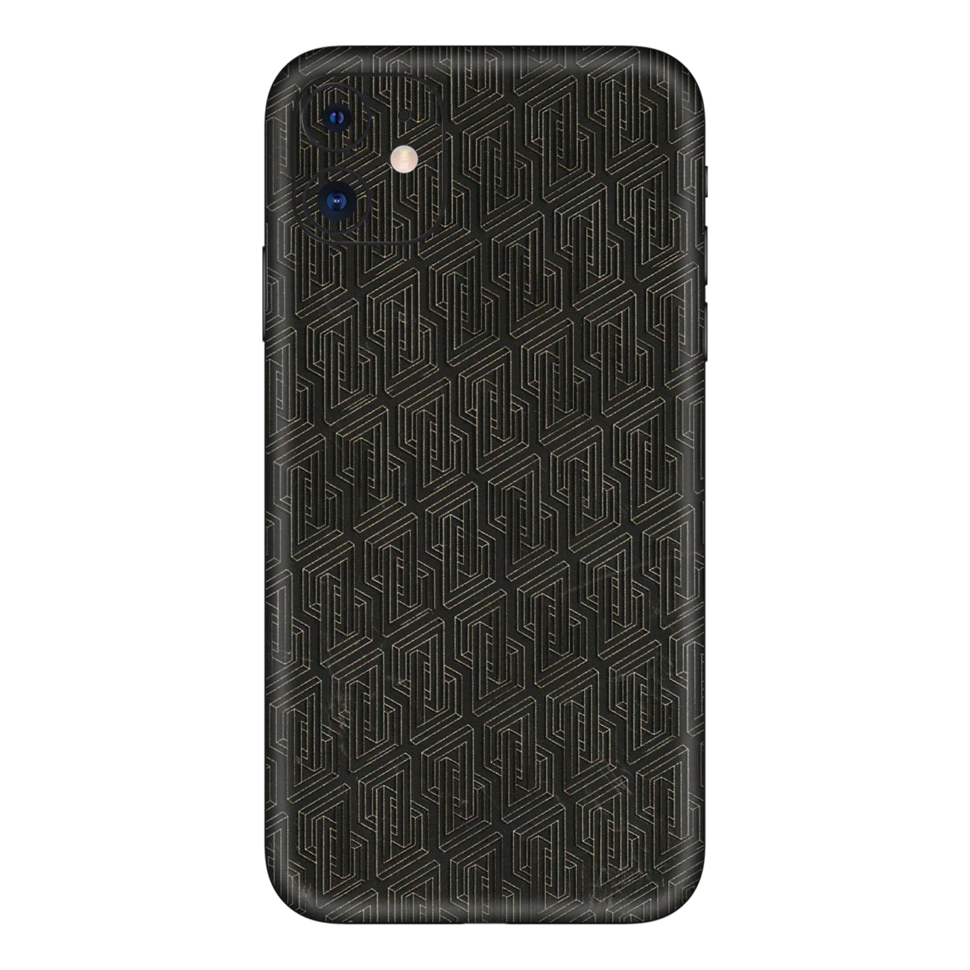 Apple iPhone Skins (All Models) - Black Abstract Pattern - 3D Embossed Finish (L-117) iPhone 11
