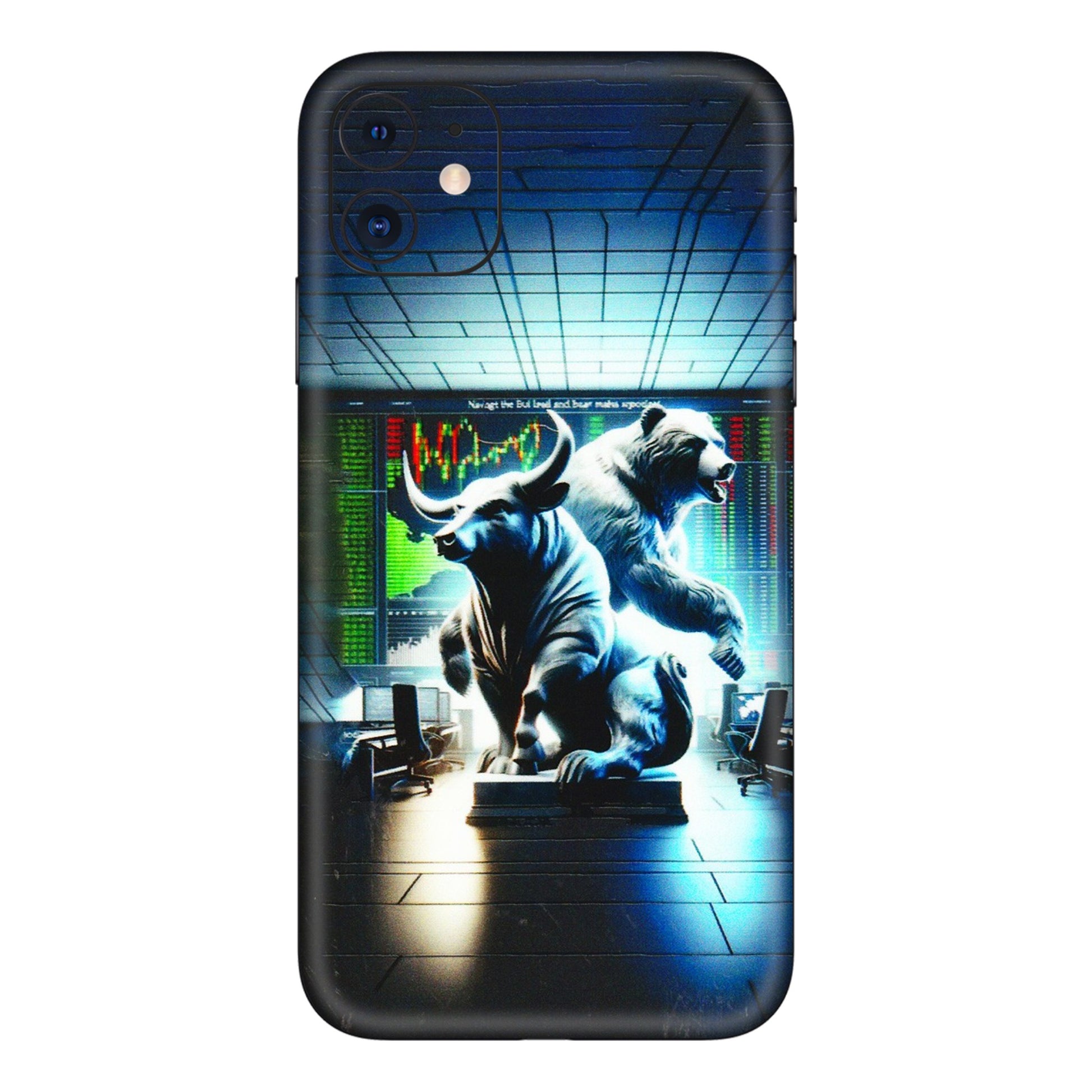 Apple iPhone Skins (All Models) - Stock Market Sensex Bear vs Bulls - 3D Embossed Finish (L-15) iPhone 11