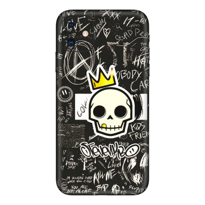 Apple iPhone Skins (All Models) - Funny Skull Black Chalk Grafitti - 3D Embossed Finish (L-22) iPhone 11