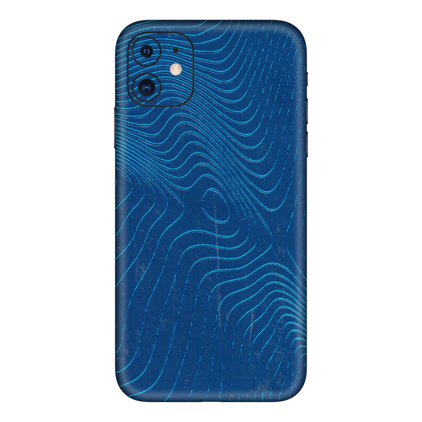 Apple iPhone Skins (All Models) - Abstract Blue Line Map - 3D Embossed Finish (L-272) iPhone 11