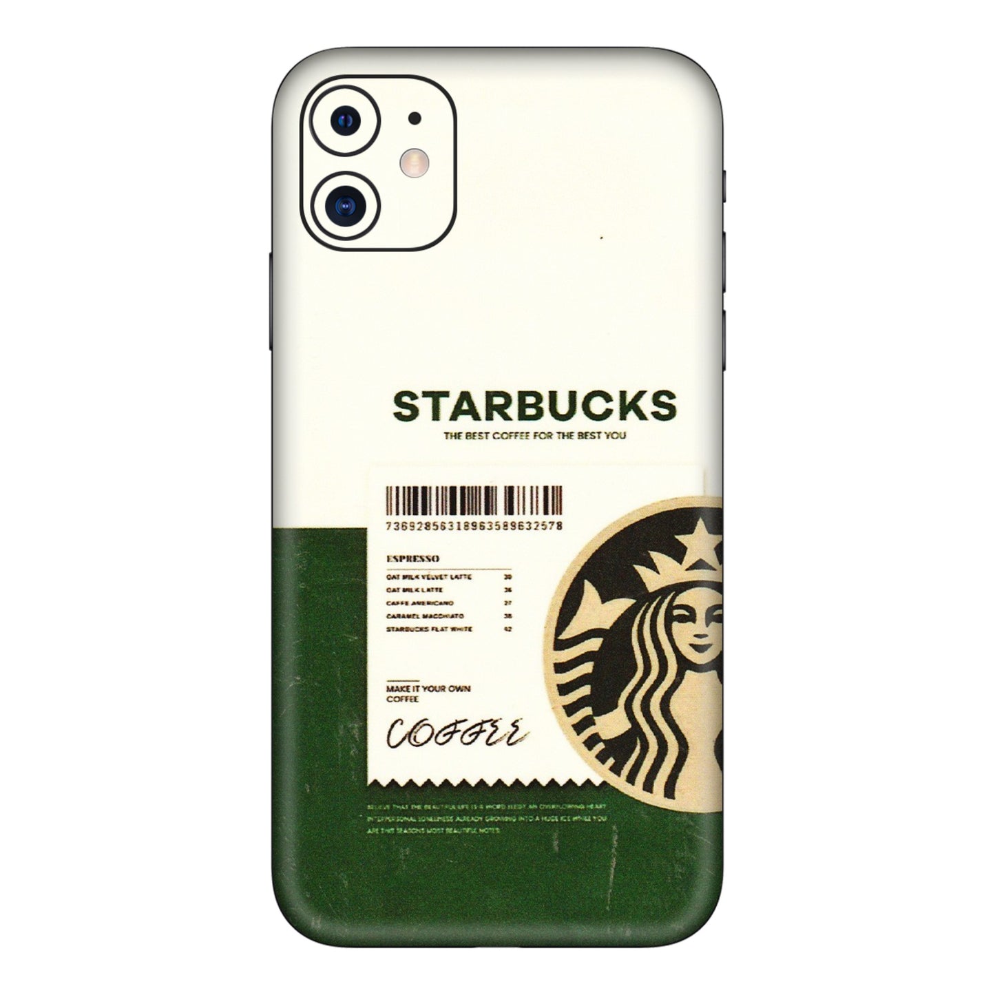 Apple iPhone Skins (All Models) - Starbucks Barcode - 3D Embossed Finish (L-308) iPhone 11