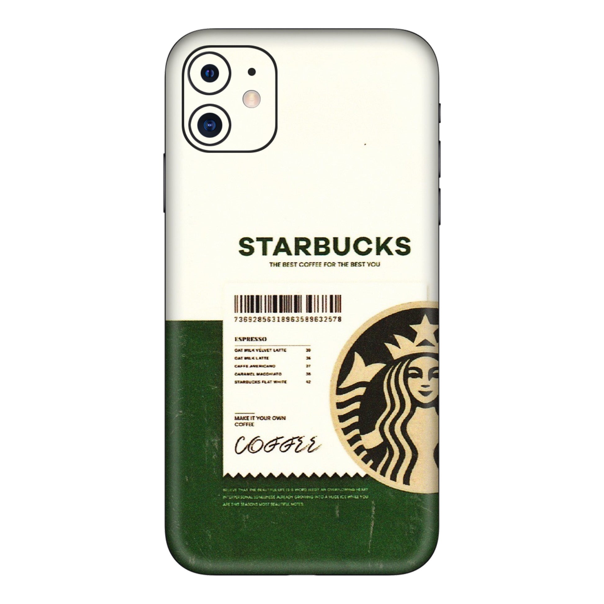Apple iPhone Skins (All Models) - Starbucks Barcode - 3D Embossed Finish (L-308) iPhone 11
