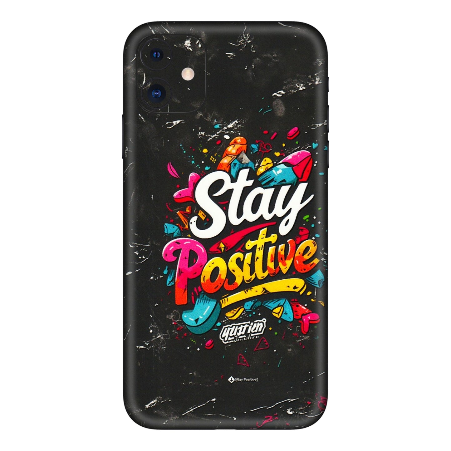 Apple iPhone Skins (All Models) - Stay Positive Black - 3D Embossed Finish (L-31) iPhone 11