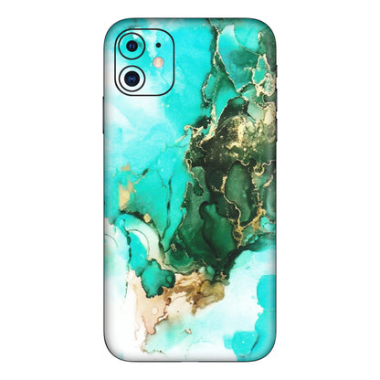 Apple iPhone Skins (All Models) - The Blue Gold Marble - Matte Finish (M-124) iPhone 11