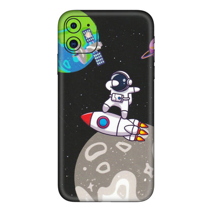 Apple iPhone Skins (All Models) - Astronaut Vibing Toon Running - Matte Finish (M-39) iPhone 11