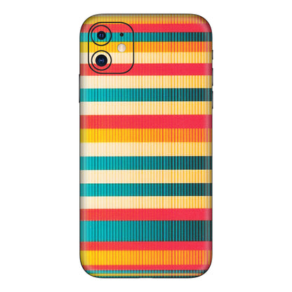 Apple iPhone Skins (All Models) - Colourful Stripes Soothing Effect - Matte Finish (M-86) iPhone 11