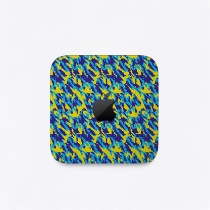 Yellow And Blue Camouflage Matte Finish Skin For Mac Mini M4/M2/M1