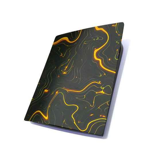 Black Golden Lines Play Station 5 3D Textured Skin