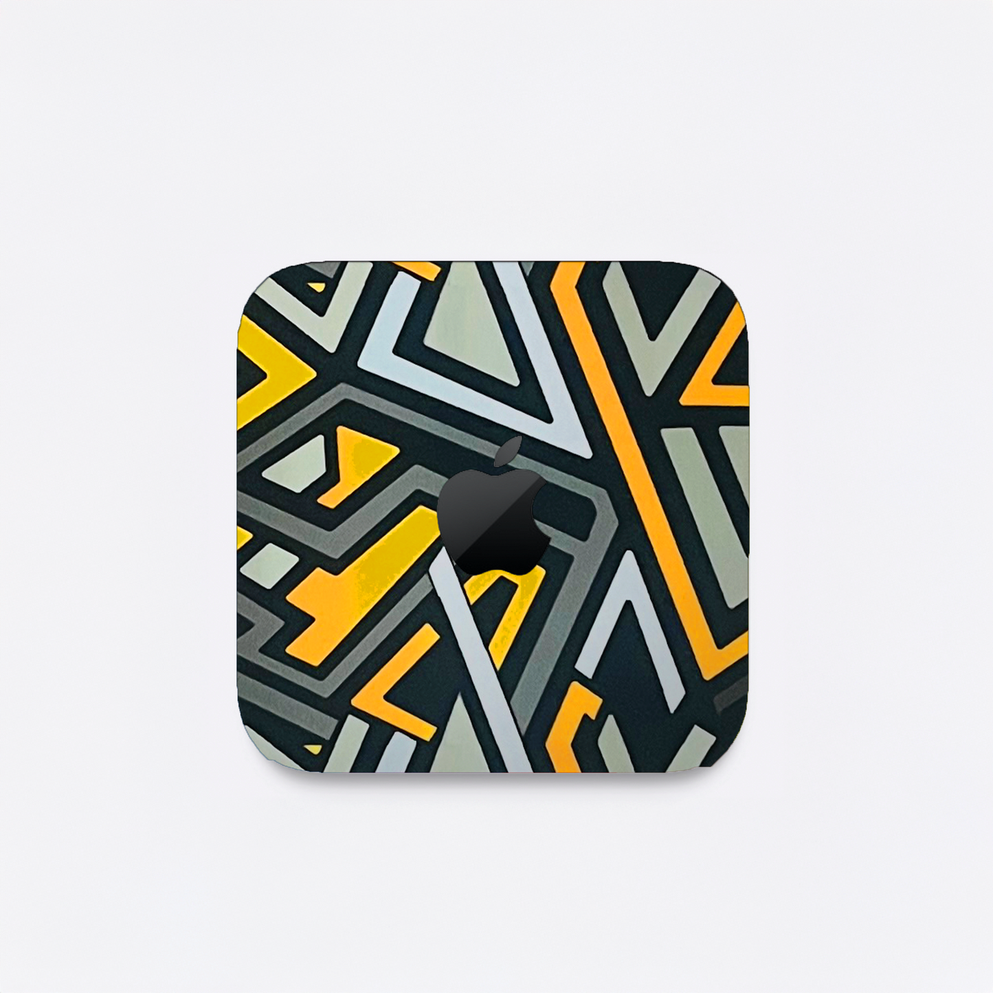 Yellow Grey Zig Zag Pattern Matte Finish Skin For Mac Mini M4/M2/M1